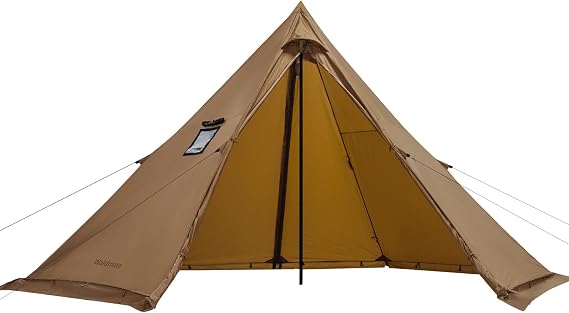 Hot Tent with Stove Jack, 2-4 Person 4 Season Tipi Tent for Camping | Roomy for 2-4 people, stove jack for cold-weather camping, lightweight for easy carrying, tall 6.9 ft interior