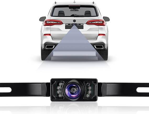 Backup Camera for Car with 8 LED - [HD Night Vision] [IP67 Waterproof] License Plate Camera for Safe Reverse - 170 Wide Angle Rear View Camera Fits Car Truck SUV