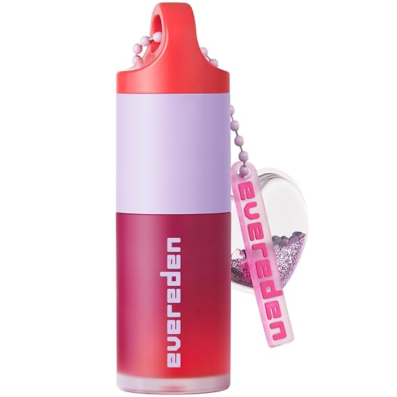 Evereden Kids Tinted Lip Oil, Red, Non-Sticky, Vegan & EWG Verified | Dermatologist-Tested & Hydrating Tinted Lip Gloss, Moisturizes Dry Lips, Sunflower & Avocado Oils, Glitter Keychain