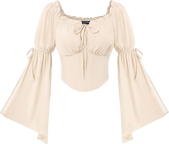 Scarlet Darkness Women Renaissance Corset Bell Sleeve Off Shoulder Tops