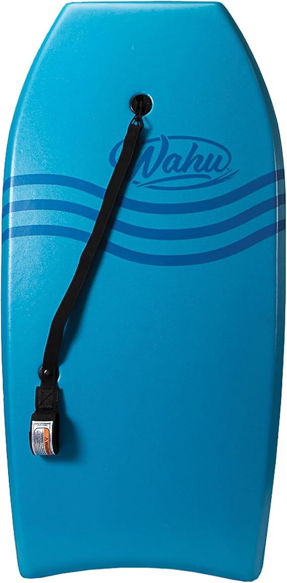WAHU Bac Pak Bodyboard Pro with Leash, Crescent Tale, EPS Core, XPE Deck, and HDPE Slick Bottom, 41" Lightweight Beach Body Board for Ages 10+