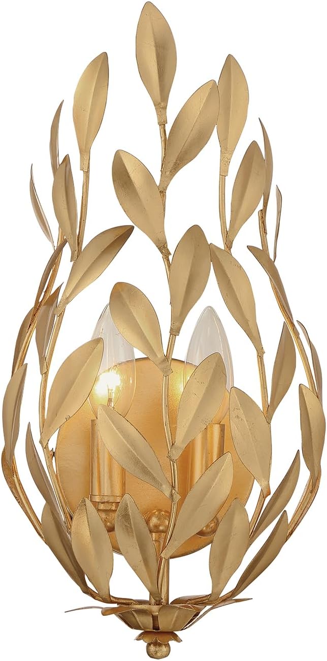 Crystorama Broche 2 Light Antique Gold Sconce