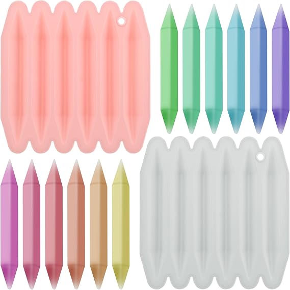 Crayon Mold, 2 Pack Crayon Recycling Mold, Cavity 3D Crayon Silicone Mold Double Tipped Crayon Mold Pure Silicone Oven DIY Crayon Shaped Mold Reusable Triangular Crayon Molds for DIY Making Crayons