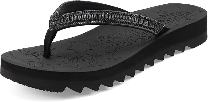 ONCAI Flip Flops for Women, Beach Thong Sandals Womens with Arch Support, Dressy Rhinestone Comfortable Yoga Mat and Non Slip Rubber Soles for Summer US Size 5-11