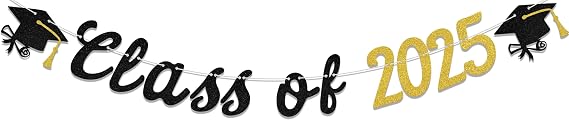 Class of 2025 Banner Class of 2025 Sign Graduation Party Decorations We are So Proud of You Congrats Grad Banner 2025 Senior High School Graduation Party Supplies Gold Black