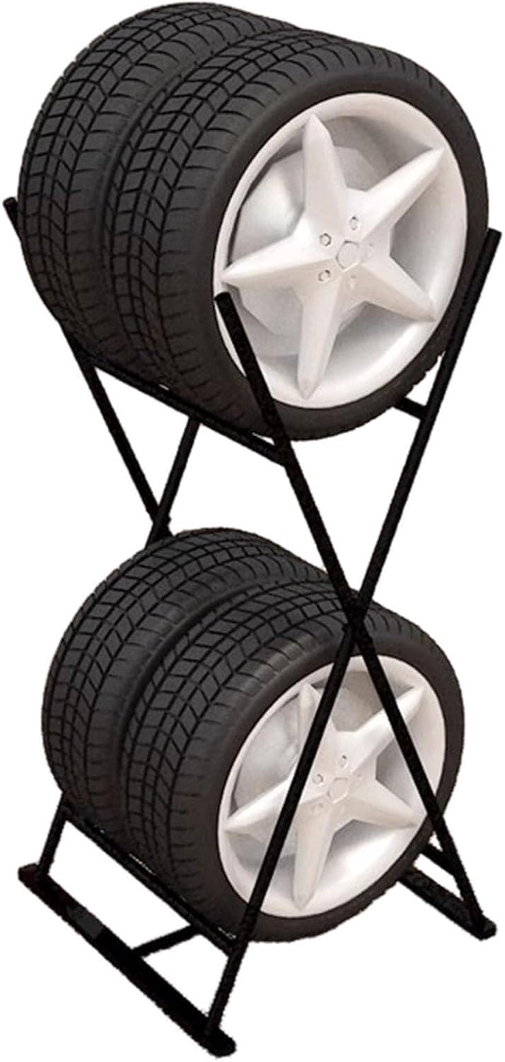 AYGJKIE Tire Show Rack, Tire Storage Rack, 2-Tier Metal Tire Show Rack for Large TiresSummer TiresRacing TiresSnow Tires
