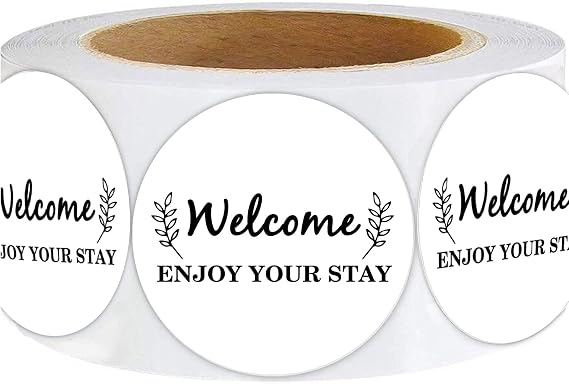 Welcome Hotel Guest Stickers,2 Inch Hotel Key Card Envelope Seals,500 Pcs Per Roll