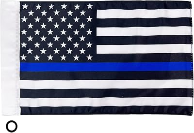 Motorcycle Flag,Thin Blue Line USA American Flag,Double Sided Double Stitched Motorcycle Flag 7x10