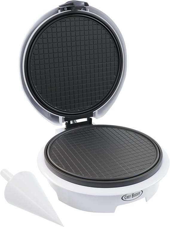 Waffle Cone Maker - Electric Nonstick Waffle Iron with Shaper Cone Included - Small Kitchen Appliances (White)