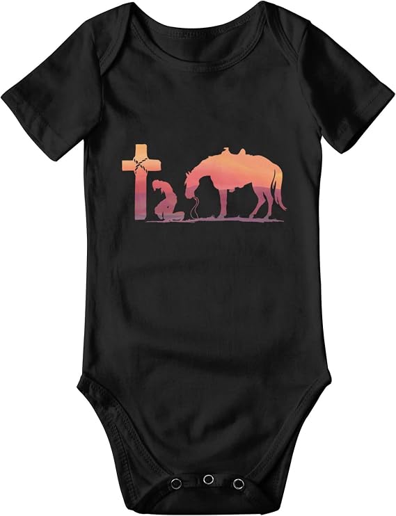 Cowboy Horse Prayer Cross Newborn Girl Boy Romper Jumpsuit Bodysuit Baby Outfits Infant Clothes