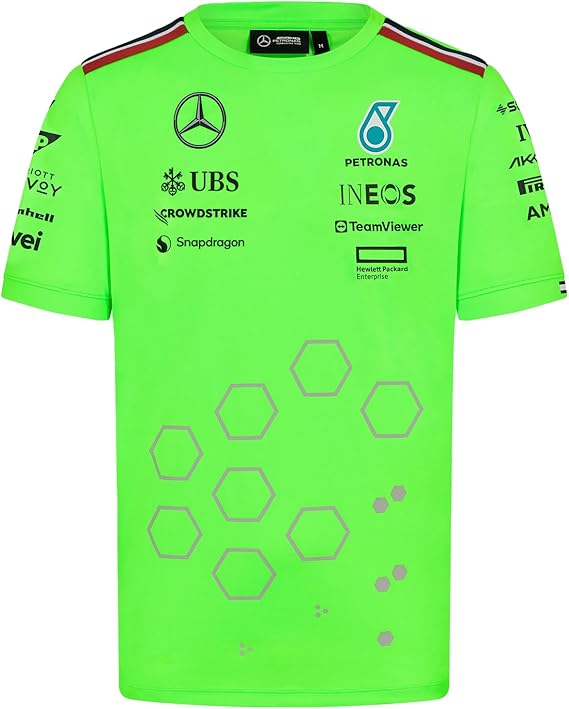 Mercedes AMG Petronas F1 Men's 2024 Team Set Up Tshirt - Green - Size: M