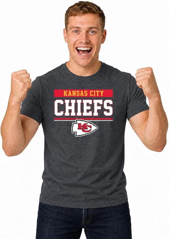 NFL Charcoal T-Shirt for Men and Women - Cotton Blend Tagless Tee