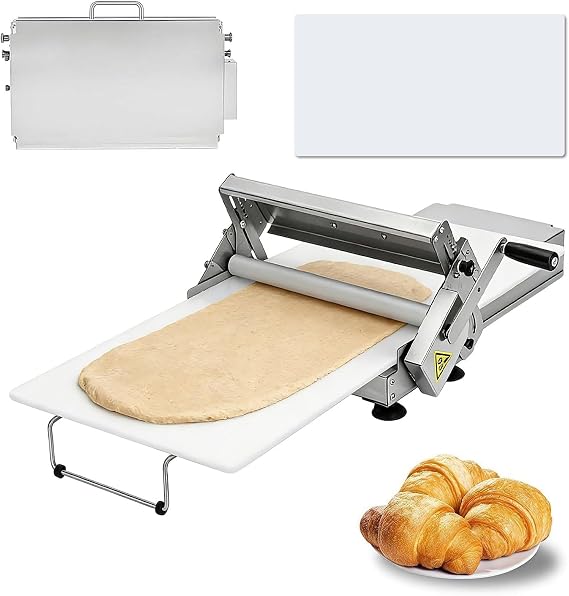 Folding Dough Sheeter, Manual Dough Roller Machine,Adjustable Thickness 0-25mm,Suitable for Making Bread and Pastries(Size:Model 400,Color:White)