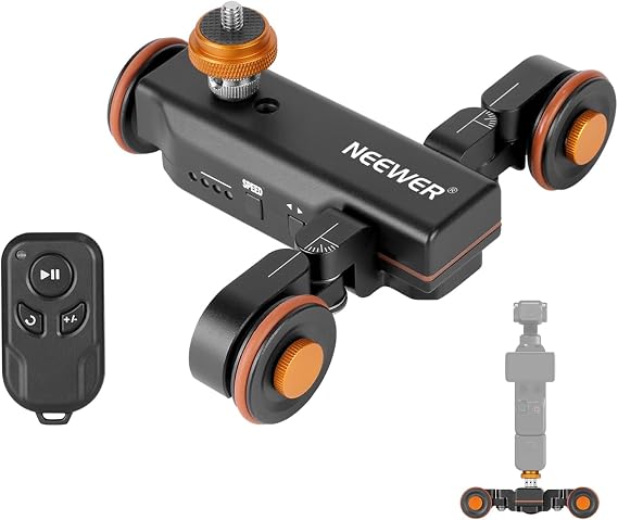 Neewer 3 Wheels Wireless Video Camera Dolly, 3 Speed Motorized Electric Track Rail Slider Dolly Car with Remote Control, Compatible with DSLR Camera