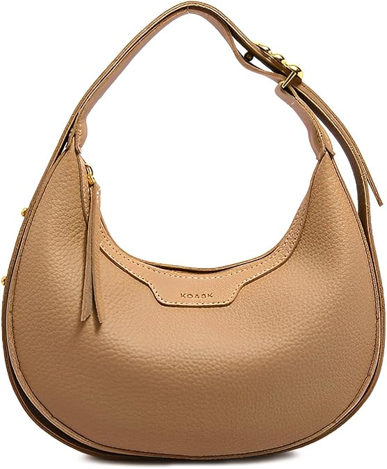 LassZone Leather Crescent Shoulder Bag for Women Crossbody Handbag Saddle Bag Chic Satchel Purse