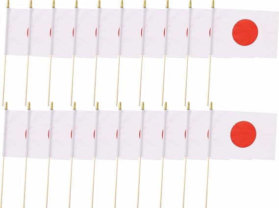 20 Pack Japan Flags Japanese Stick Flag Small Mini Handheld Flags with 12.6inch Wooden Poles for National Day,World Cup,Sports Events,Party Decorations (58 Inches)