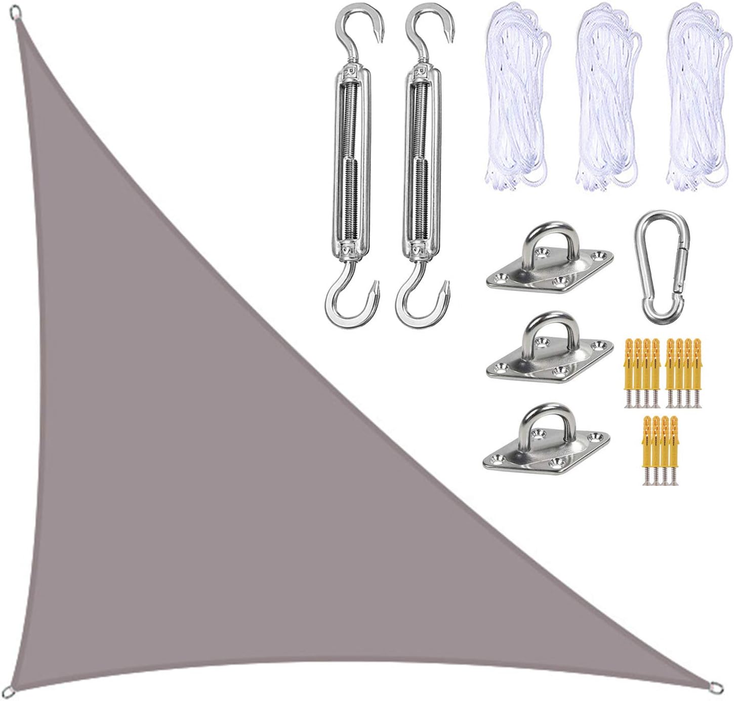 Sun Shade Sail Triangle 4 x 4 x 5.7 m UV Block Canopy for Patio, Right Angle Garden Shade Sails with Fixing Kit, Sunshade Awnings for Outdoor