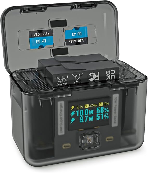 SYMIK Battery Charger for Insta360 Ace Pro 2, 24W Dual-Slot Charging Case