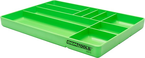 OEMTOOLS 22213 Tool Box Organizer Tray for Small Parts, Stackable Design | Low-Profile Fits in Shallow Tool Box Drawers, High Impact ABS, Rolled Bottom Edges Allow Easy Removal of Small Parts