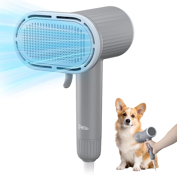 iPettie Dog Grooming Hair Dryer with Slicker Brush, Overheat Protection