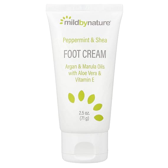MILD BY NATURE Peppermint & Shea Foot Cream with Argan & Marula Oils, 2.5 oz (71 g)