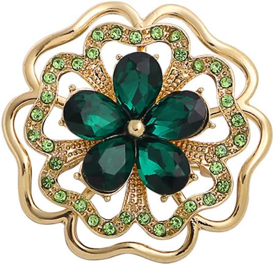 Rhinestone Flower Brooch Pin for Women Girls Membership Mark Gold Plated Fashion Daisy Rose Blossom Flowers Brooches Lapel Pins Delicate Dress Accessorries Birthday Jewelry