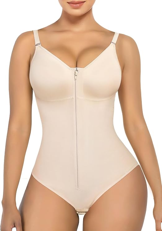 SHAPERX Women's Fajas Colombianas Tummy Control Shapewear Postpartum Body Shaper Girdles Compression Garment, SZ7611-Beige-L