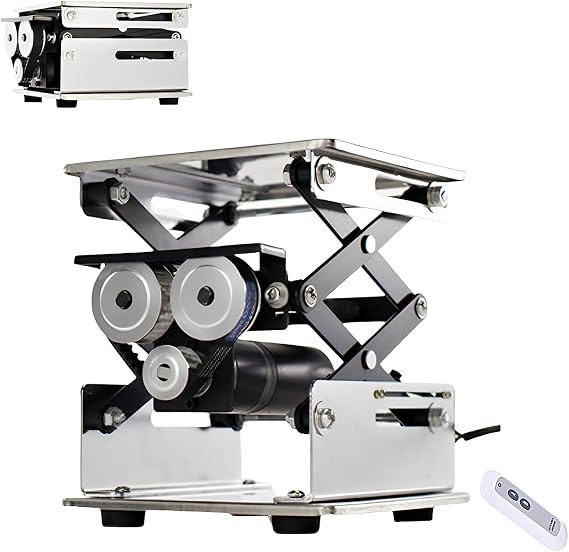 Electric Lifting Platform, Stainless Steel Scissor Lift with Remote Control, Heavy-Duty Jack Stand, 10kg Capacity for Transportation and Handling