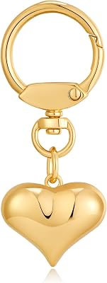 Bag Purse Charms for Handbags - GoldWhite Gold Heart Keychain Accessories for Women Trendy Car Key Chain