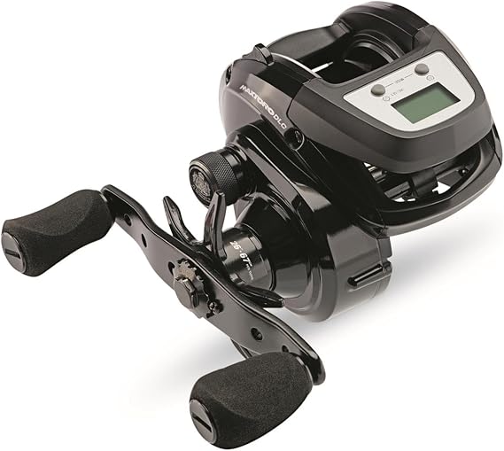 Abu Garcia Max Digital Line Counter Low Profile Baitcast Reel, Size 50LP (1498728), Carbon Fiber Star Drag, Max of 20lb | 9.0kg, Durable, Lightweight and Strong,Black