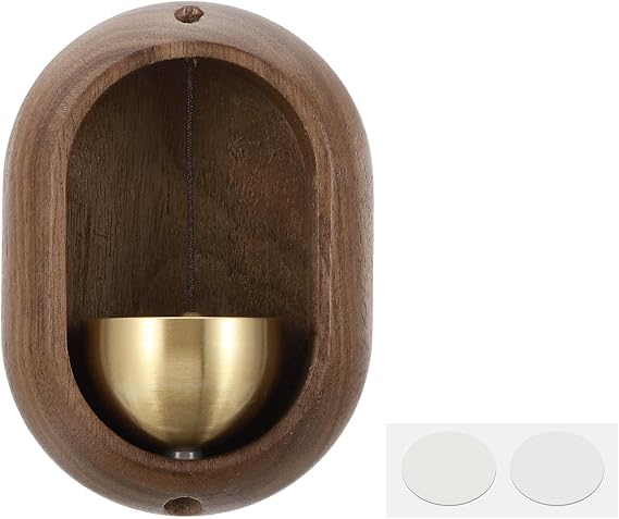 PATIKIL Shopkeepers Bell, Wood Door Chime Hanging Magnetic Door Bell Jingle Bells Animal Metal Doorbell with Self-Adhesive for Door Opening Business When Entering Decoration, Brown, Oval
