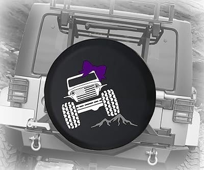 Spare Tire Cover American Flag Offroad Girl Purple 4x4 Fits: SUV Accessories, Camper, RV Accessories Size 31 Inch Black