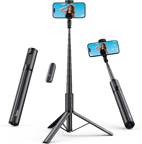 vimitty IPhone için Tripod,Uzaktan Kumandalı iPhone ve Telefon Tripod için 64 inç Selfie Çubuğu,Telefon Tripod Standı Hepsi Bir Arada ve Seyahat Tripodu,Tüm Cep Telefonlarıyla Uyumlu Cep Telefonu Tripodu