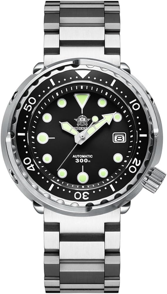 ADDIESDIVE Diver Watch for Men 47.5mm Automatic Watch Nh35 Waterproof 300M Luminous Chroma Light Dial My-H5, black, Diving