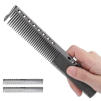 Stainless Steel Hair Cutting Comb, 2pcs Professional Stainless Steel Haircut Comb Salon Hairdressing Comb Styling Tool for Hair Styling Salon Black