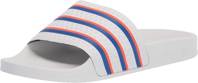 adidas Originals Men's Adilette Slide Sandal, White/Blue/Solar Red, 3.5 UK