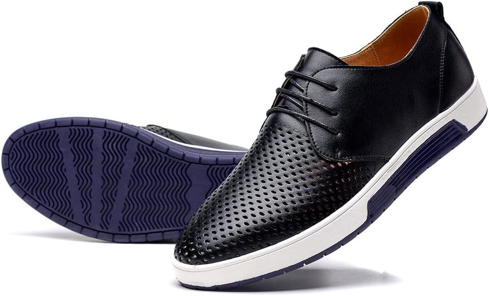 konhill Mens Casual Oxford Dress Shoes Lace-Up Sneakers