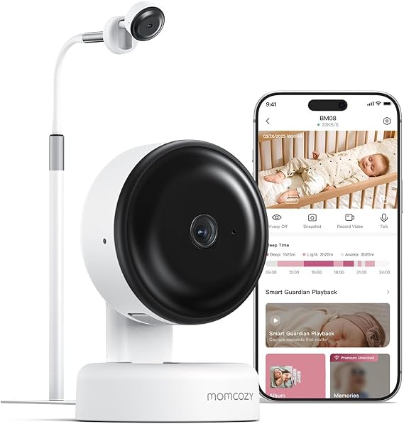 Momcozy Smart Baby Monitor, 2K HD & Night Vision Contact-Free Baby Monitor