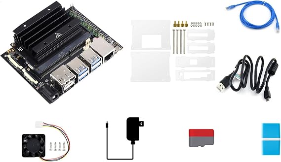 Waveshare Jetson Nano Development/Expansion Kit Alternative Solution of B01-Kit F Includes Jetson-IO-Base-A+Nano Module+Heatsink+Acrylic Case+Camera+Cables+Cooling Fan+Power Adapter(8 Items)