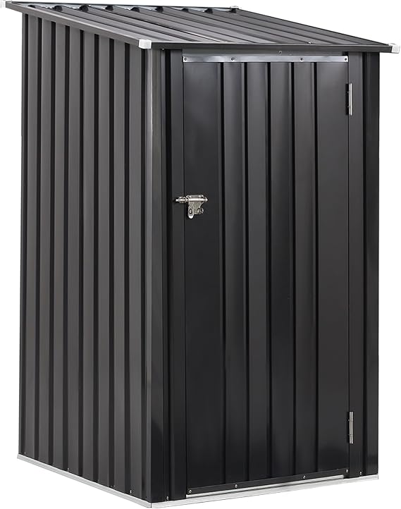 3x3 FT Outdoor Storage Shed, Metal Steel Garden Shed with Single Lockable Door, Small Shed Outdoor Steel Utility Tool Shed, Storage House Waterproof for Backyard Patio, Garden, Lawn, Dark Gray