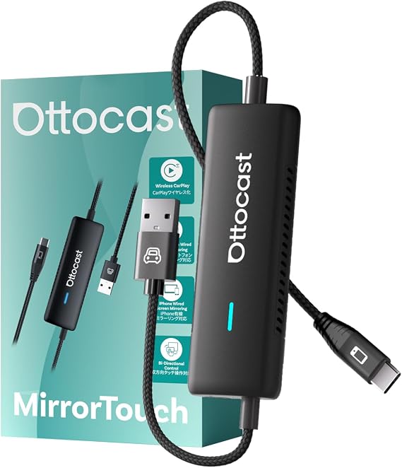 OTTOCAST Mirror Touch with Wireless Carplay Adapter,Apps on Your Car Screen