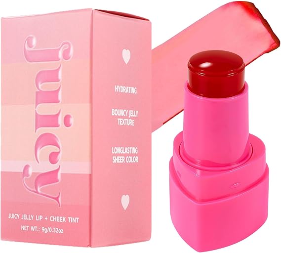 Jelly Blush Stick, Blushers for Cheeks Make Up, Pink Blusher Liquid Blush, Lip and Cheek Tint, Long Lasting Highly Pigmented Natural Korean Makeup for Women, Suitable for All Skin Tones