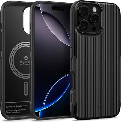 Caseology Dual Grip Mag for iPhone 16 Pro Case [Integrated Grip Case Compatible with Magsafe] Military Grade Drop Tested 2024 - Onyx Black