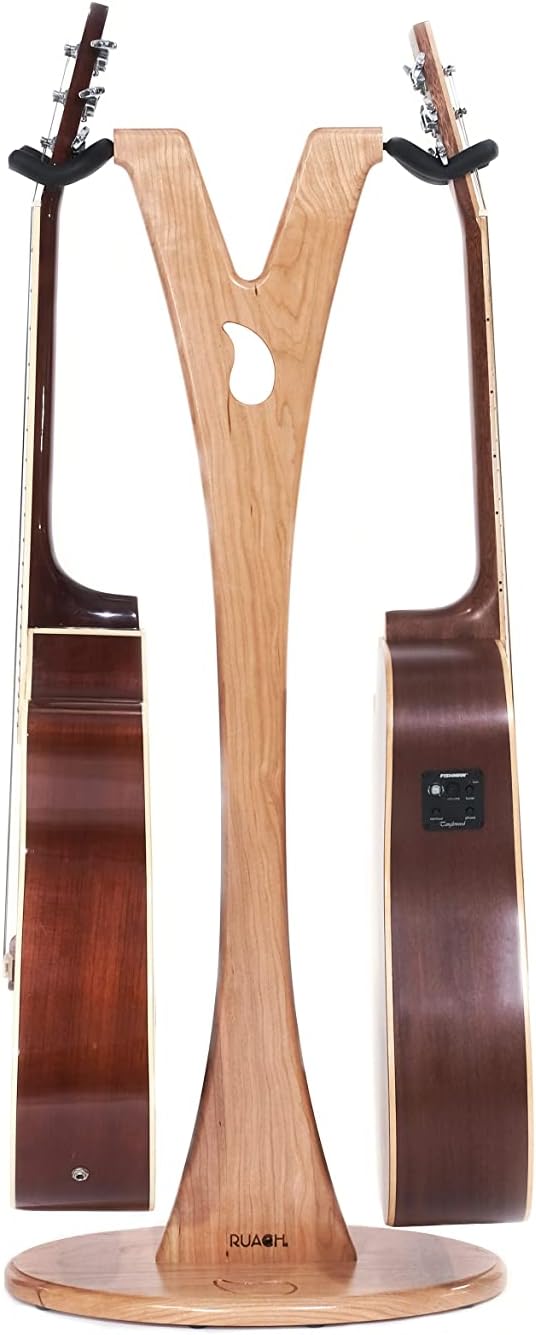 Ruach GS-1 Dual Acoustic and Electric Wooden Guitar Stand - Cherry