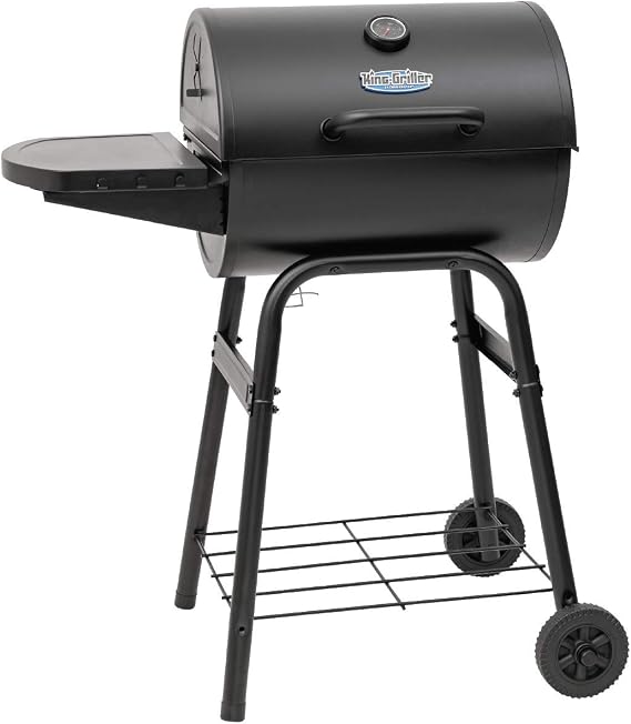 Char-Griller King-Griller Gambler Charcoal Grill and Smoker with Damper Smoke Control, Cast Iron Grates, and Side Shelf, 315 Cooking Square Inches in Black, Model E1416