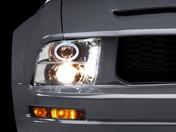 Raxiom Chrome Projector Headlights LED Halo Styling Fits Ford Mustang GT / V6 2005-2009