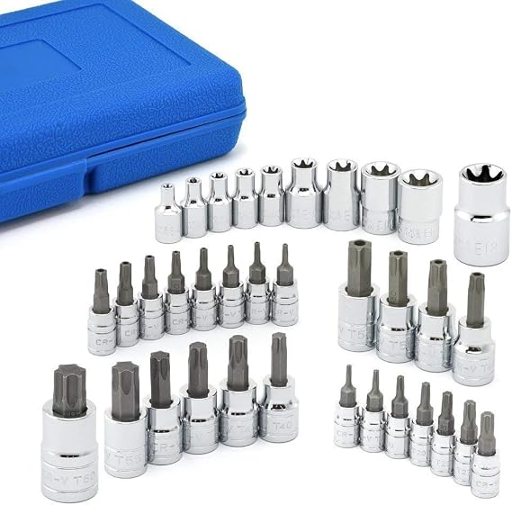 Vector Tools Torx Bit and External Torx Socket Set, Tamper Proof, T8 - T60 | 35-Piece