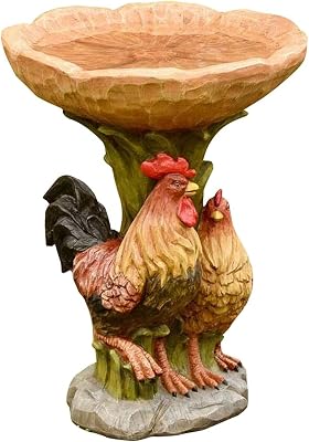 Rooster Statue Bird Bath Standing Resin,Bird Feeders,Birdbath Ornament Garden,Garden Yard Rooster Statue Ornament Decoration for Balcony Home