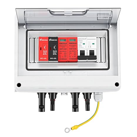 32A 600V DC PV Solar Combiner Box, 1 String 1 in 1 Out Circuit Isolator Combiner Box for Solar Panels, Waterproof & Lightning Protection & Anti-UV Solar