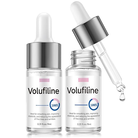 Volufiline Serum, Volufiline Serum Under Eye, 2pc Cosmetic Grade Ampoule for Improve Skin Elasticity Face Body Fine Lines Hydrating Texture, 9ml*2